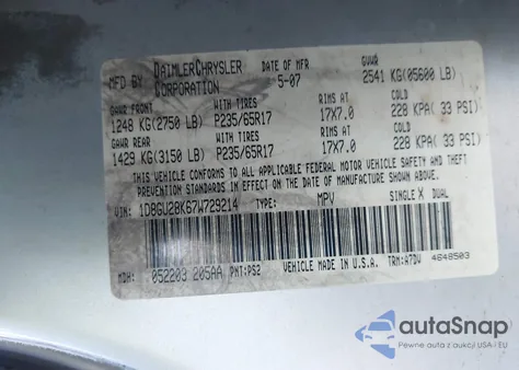 2007 Dodge Nitro Sxt from USA, damaged, VIN 1D8GU28K67W729214